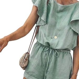 Coventavenue - Flutter Sleeve Tie Waist Romper